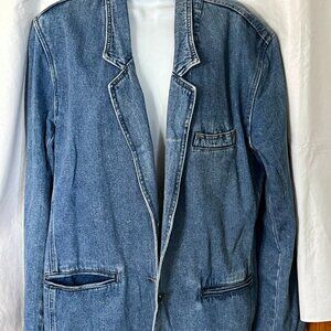 Vintage Baccini Light Wash Stone Wash V-neck Cotton Denim Jacket XL